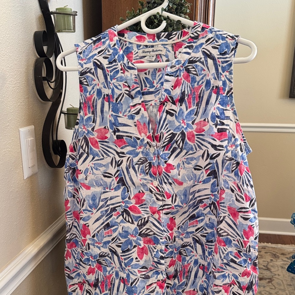 Tommy Bahama Red and Blue Floral Shirt